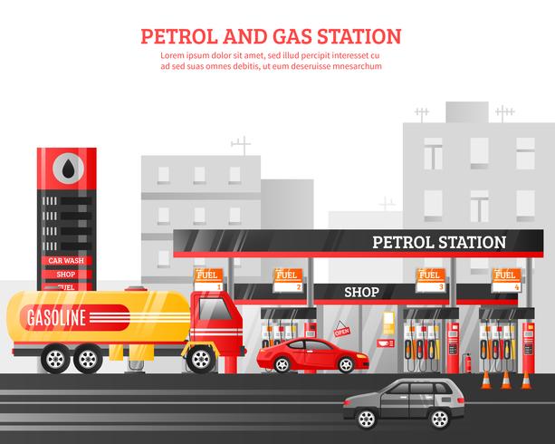 Ilustração de gás e posto de gasolina vetor