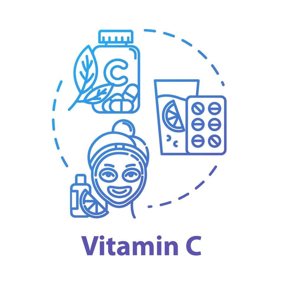 extrato de vitamina c, cuidados com a pele e saúde, ícone do conceito de cosmetologia. essência cítrica, ilustração de linha fina de ideia de ácido ascórbico. desenho de cor rgb de contorno isolado vetor. curso editável vetor