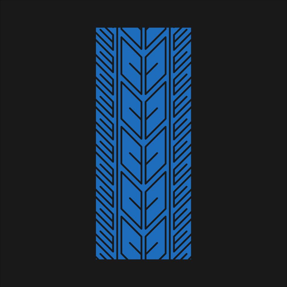 ícone de cor rgb azul de marcas de faixa. automóvel detalhado, traços de pneu de rua de motocicleta. impressão de roda direcional de verão. trilha do pneu do veículo. ilustração vetorial isolada em fundo preto vetor