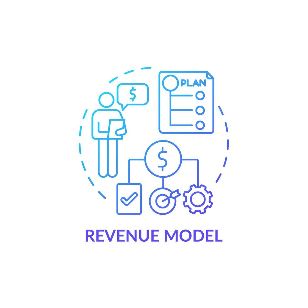 ícone de conceito de gradiente azul de modelo de receita. estrutura para a geração de receitas financeiras. estrutura de inicialização. ilustração de linha fina de ideia abstrata de modelo de negócio. desenho de cor de contorno isolado de vetor