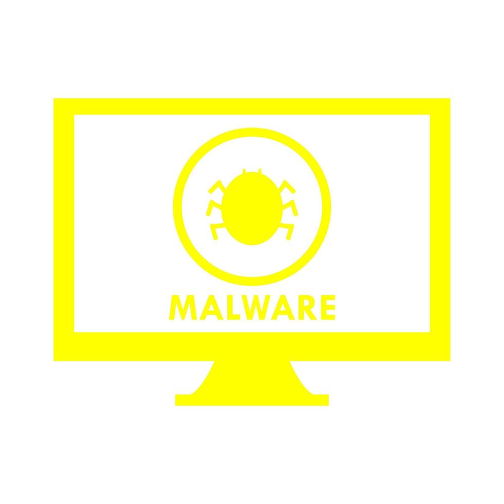 malware no pc em fundo branco vetor