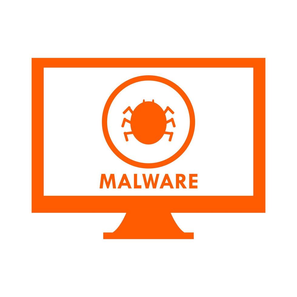 malware no pc em fundo branco vetor