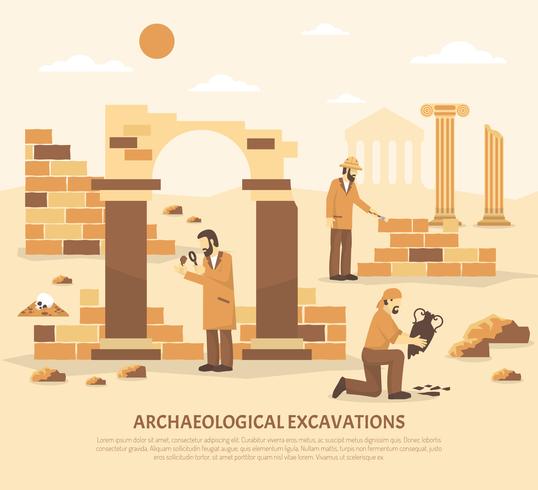 Ilustração de escavação de arqueologia vetor