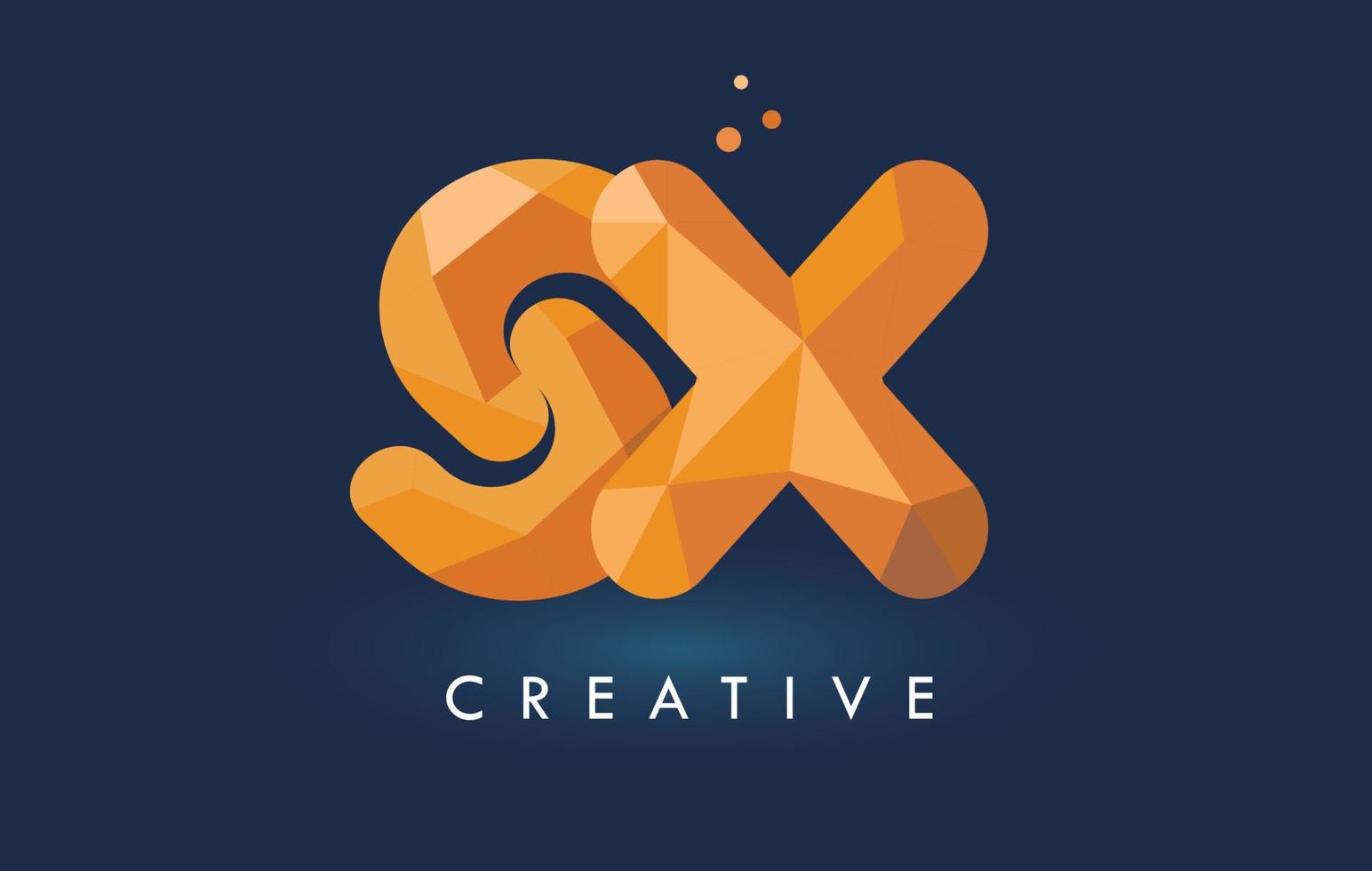 carta sx com logotipo de triângulos de origami. design criativo origami amarelo laranja. vetor