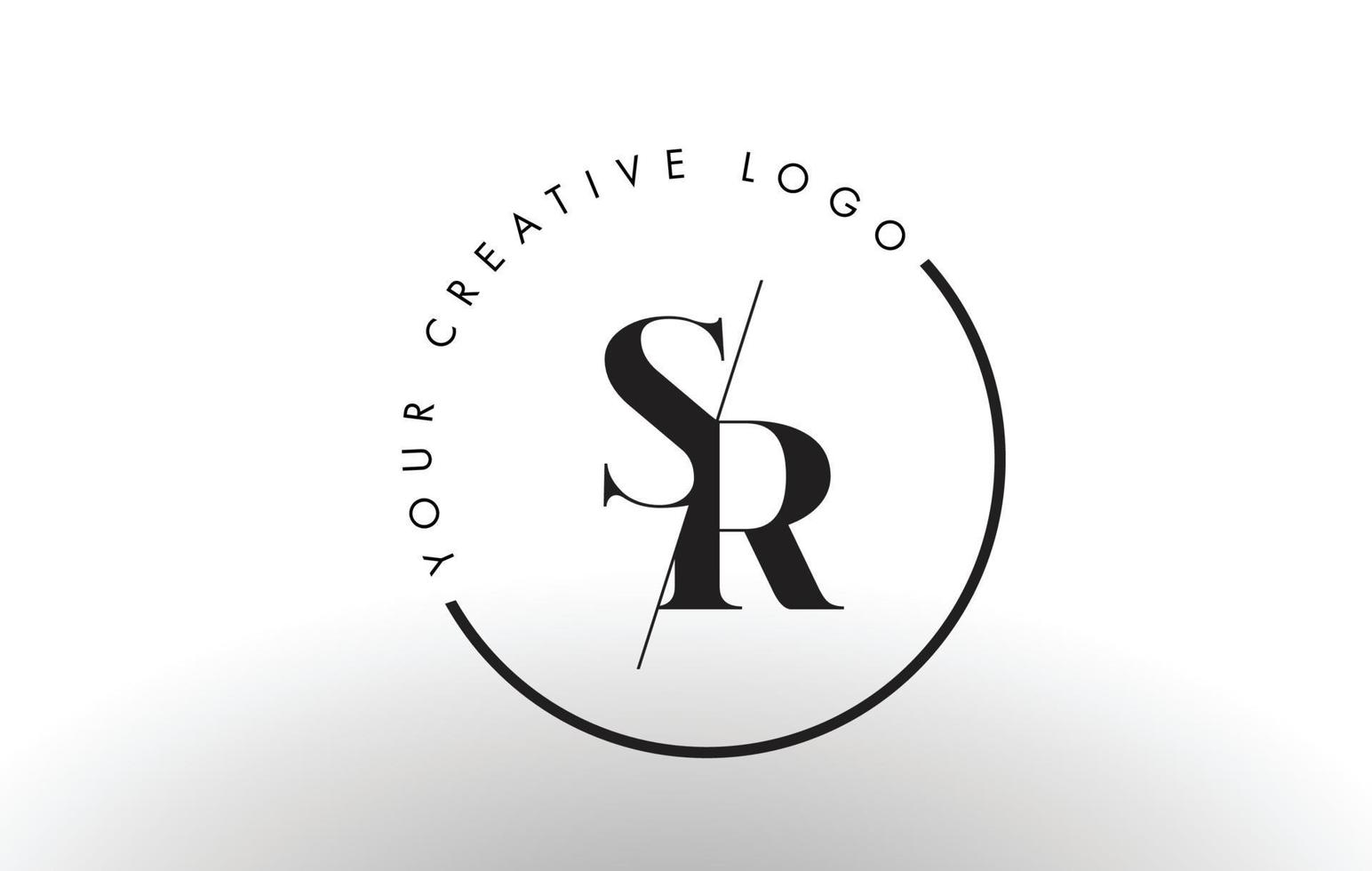 design de logotipo de letra com serifa sr com corte interseccionado criativo. vetor