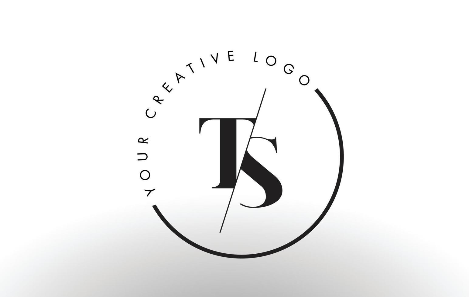 Projeto do logotipo da letra com serifa ts com corte cruzado criativo. vetor
