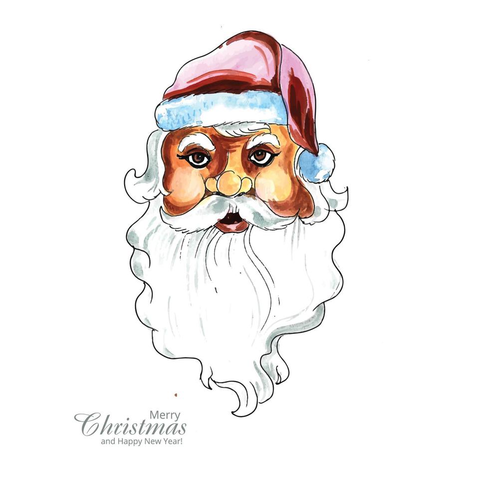 mão desenhar desenho rosto de papai noel vetor