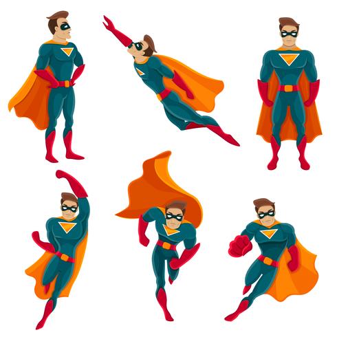 Conjunto de ícones de ações de super-herói vetor