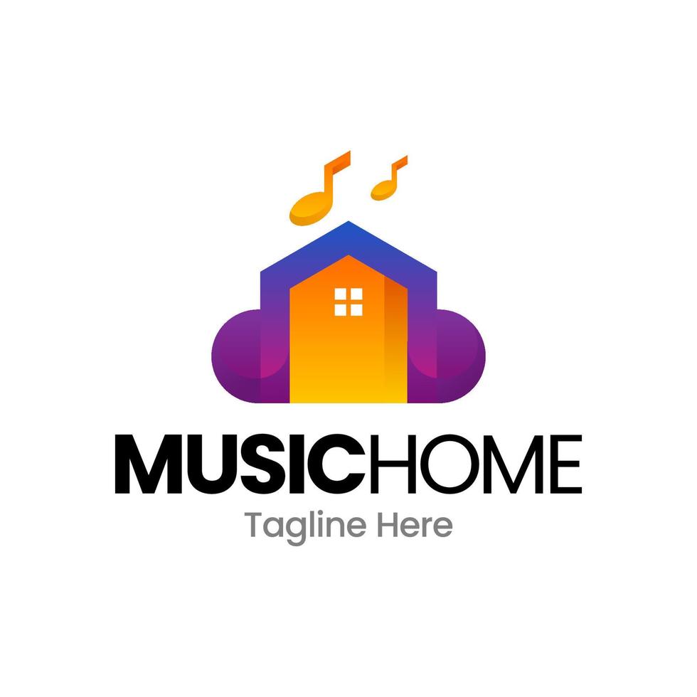 design de logotipo gradiente de house music vetor