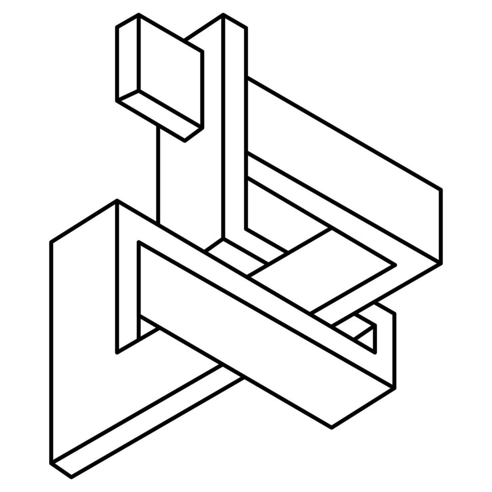 forma impossível. elemento de design da web. objeto de ilusão de ótica. figura geométrica. vetor
