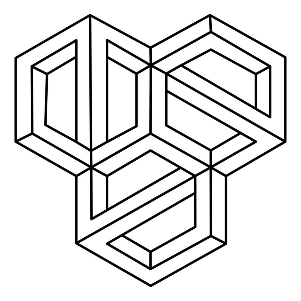 forma geométrica de ilusão de ótica. símbolo geométrico, arte criativa impossível. ilustração do vetor de geometria.