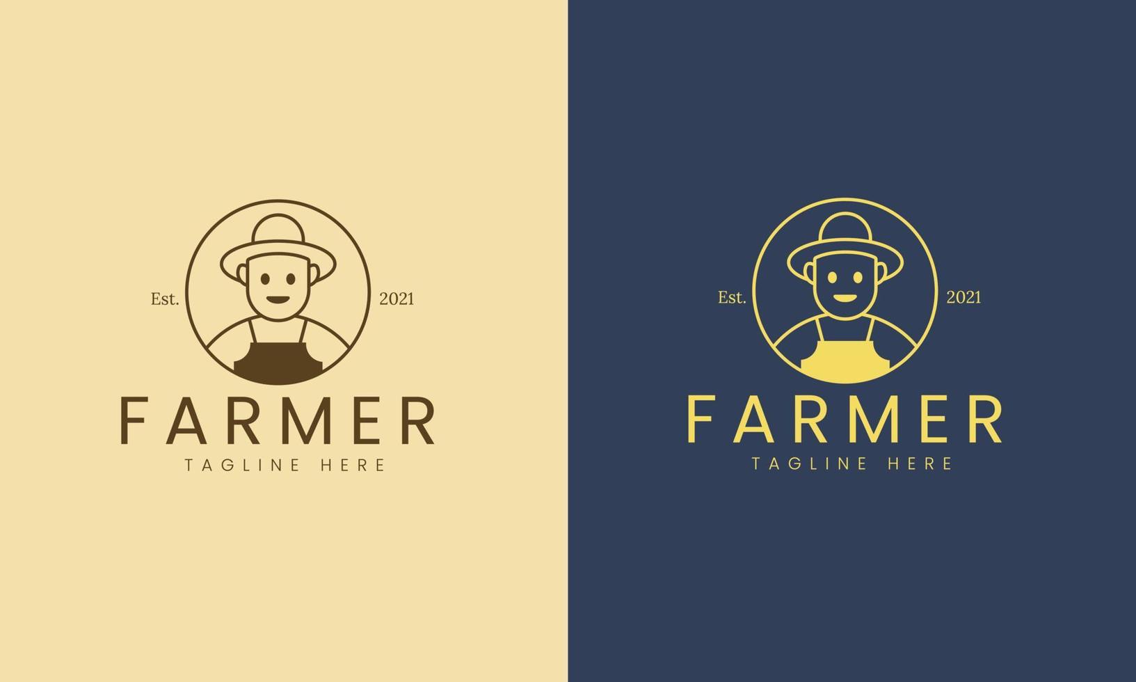 logotipo e ícone do agricultor. ilustração de colheita de vetor premium.