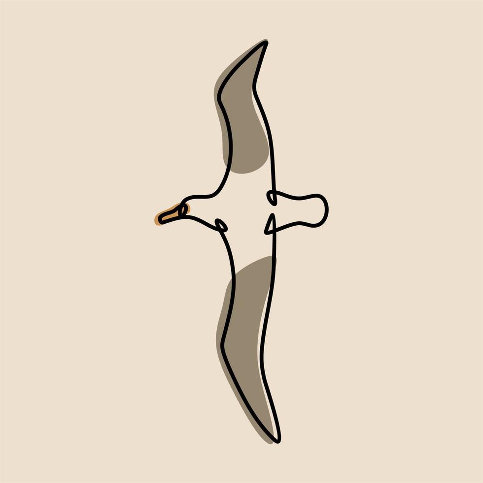albatros pássaro animal oneline linha contínua conjunto de vetores premium de arte