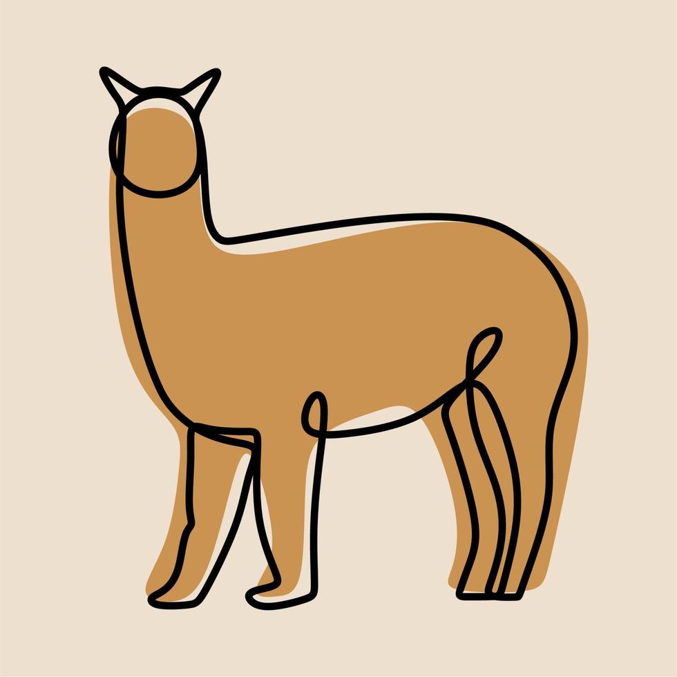 conjunto de arte em linha contínua alpaca animal oneline vetor