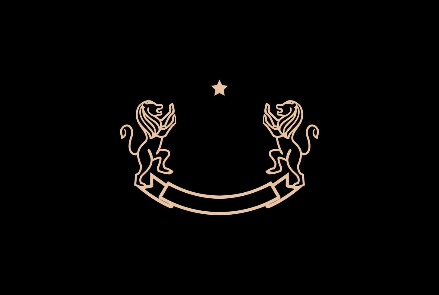 dourado royal clássico em branco leão escudo moldura distintivo emblema logotipo design vector