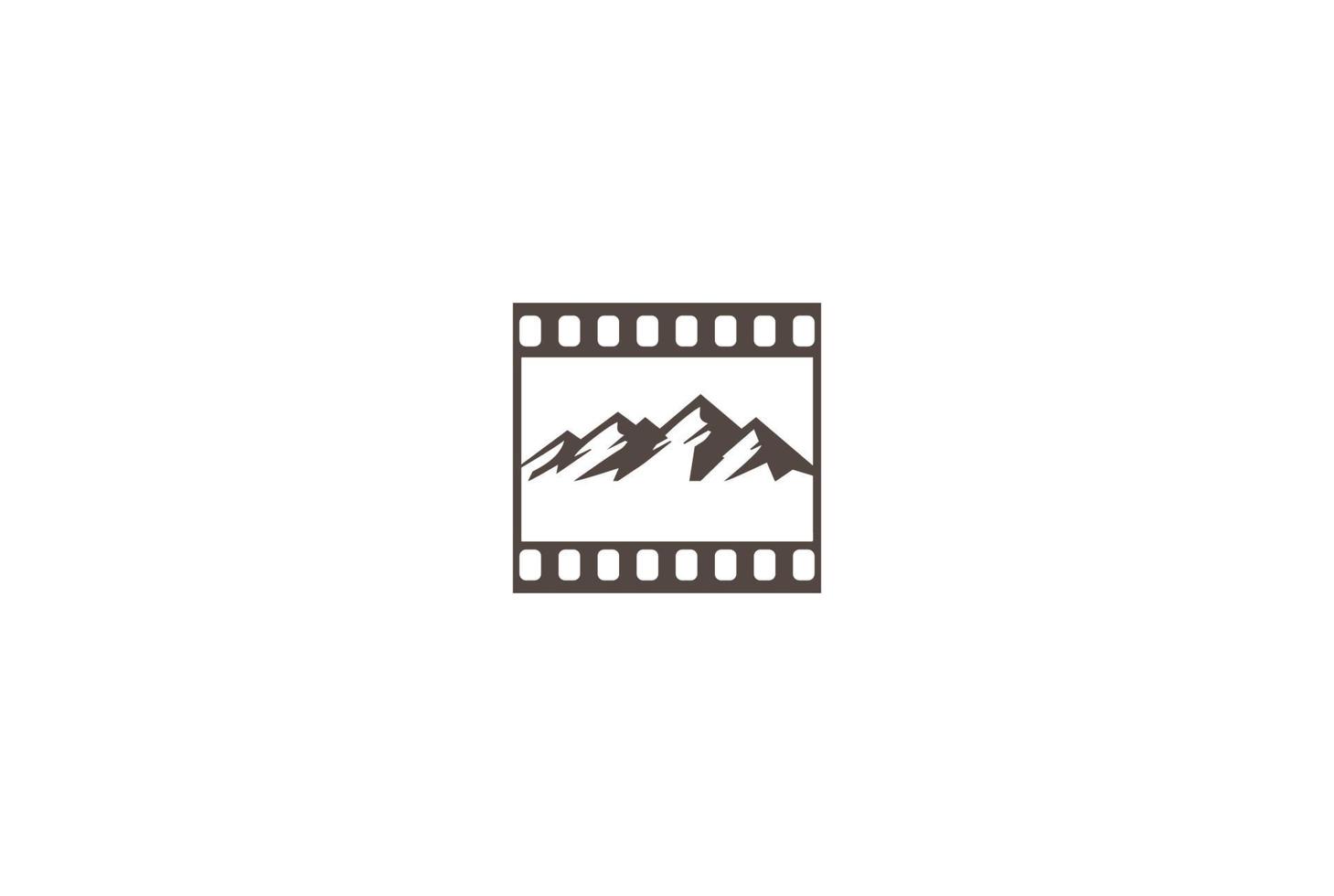 montanha cinema filme listras carretel filme produção logo design vector