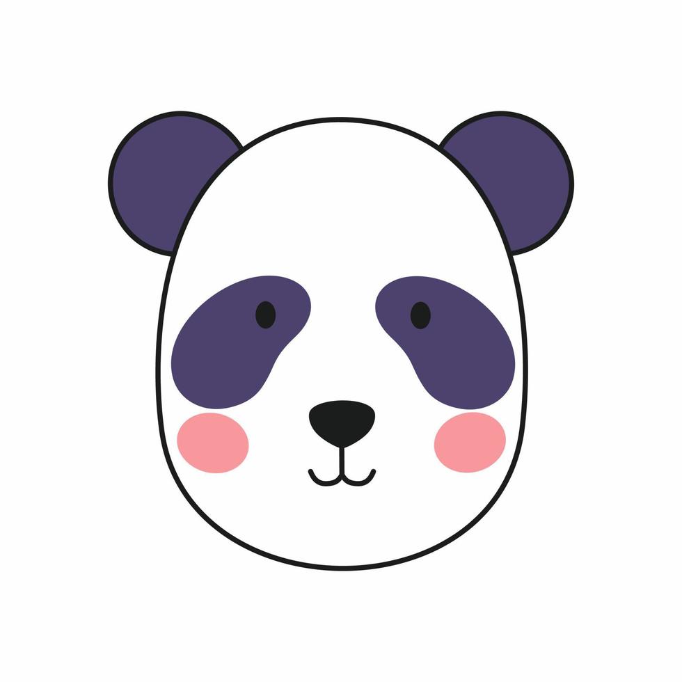 panda fofo no estilo doodle. ícone do vetor com uma cara de panda.