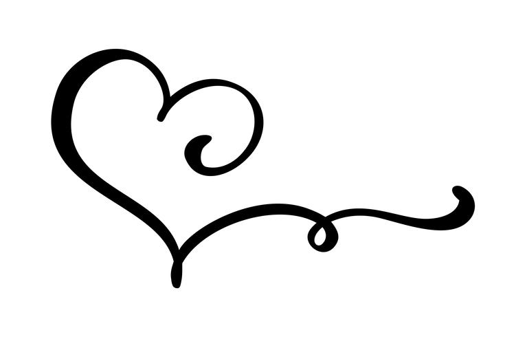 Mão desenhada sinal de amor do coração. Ilustração do vetor de caligrafia romântica. Símbolo do ícone de Concepn para t-shirt, cartão postal, casamento de pôster. Elemento plano de design do dia dos namorados