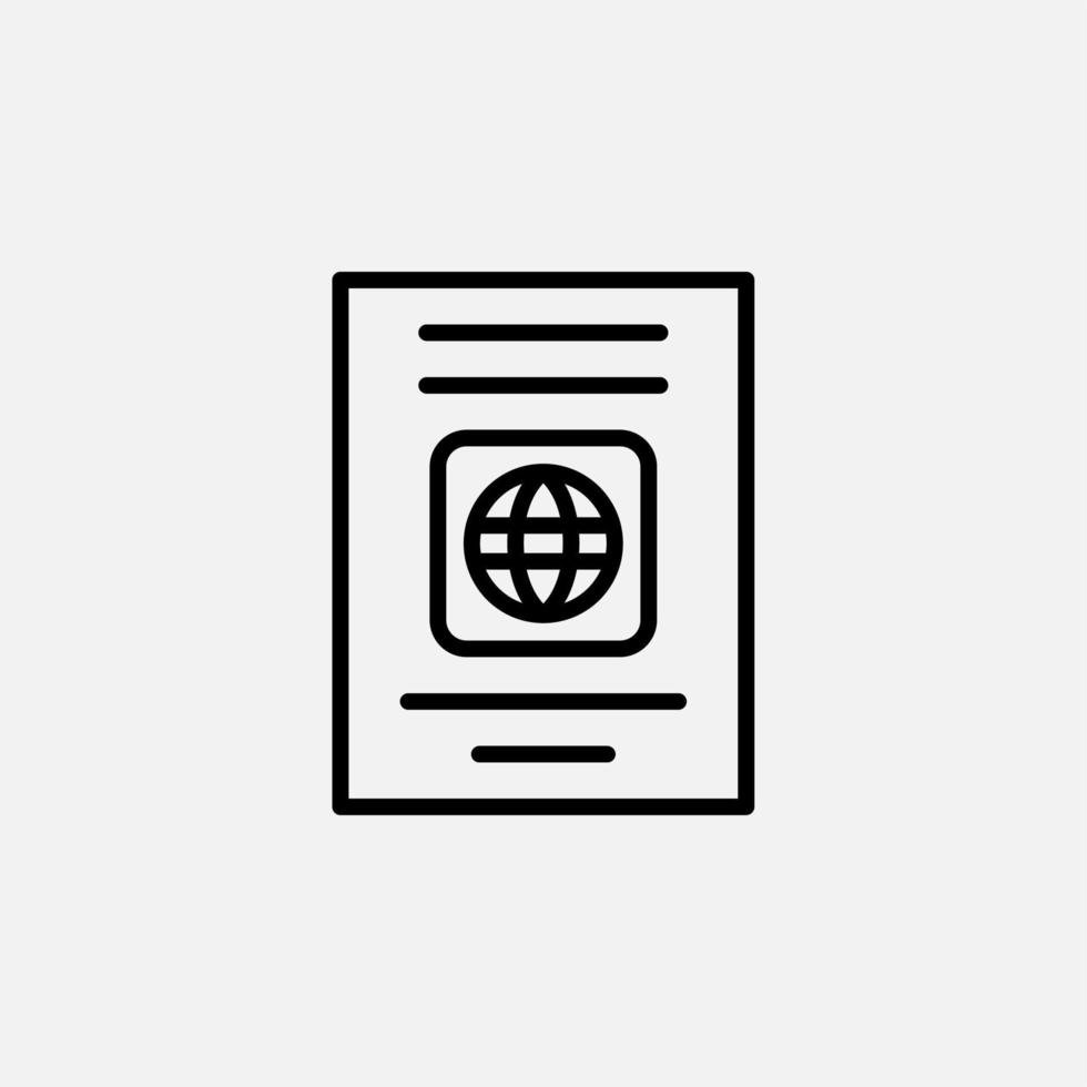 passaporte, viagem, ícone de linha de negócios, vetor, ilustração, modelo de logotipo. adequado para muitos propósitos vetor