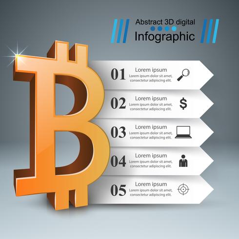 Infografia de negócios. Bitcoin, ícone de dinheiro. vetor