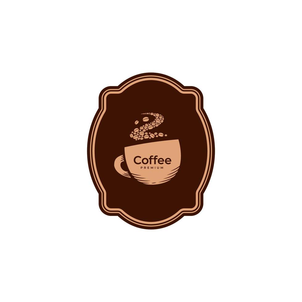 ícone do logotipo do emblema da caneca de café quente em estilo vintage clássico simples vetor