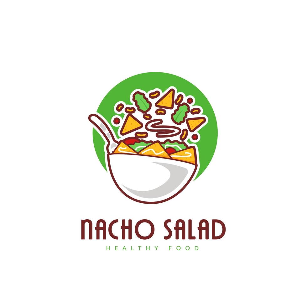 logotipo de tigela de salada taco nacho fresco em ilustração de logotipo de estilo divertido vetor