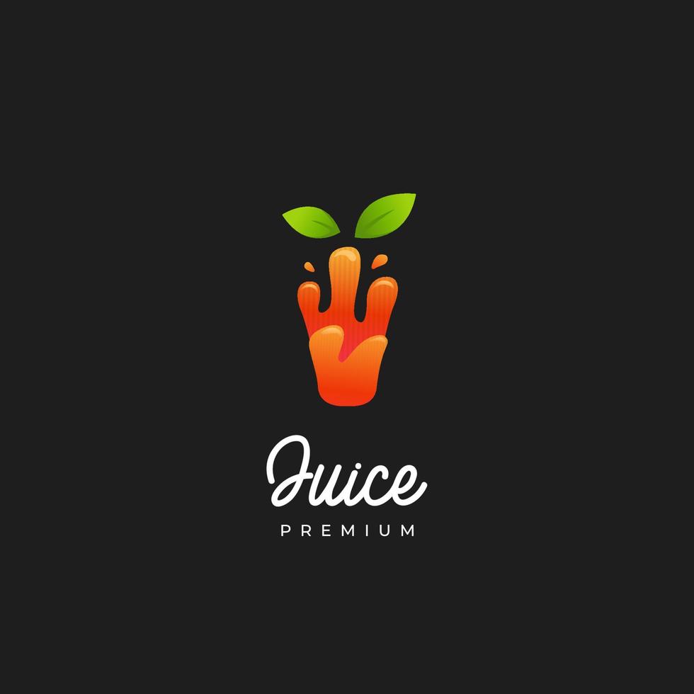 logotipo de suco de laranja smoothie, logotipo de ícone de suco natural líquido saudável em forma de vidro vetor