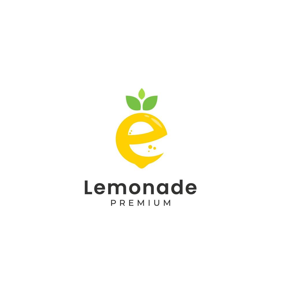 letra e limão limonada laranja fruta logotipo ícone símbolo vetor