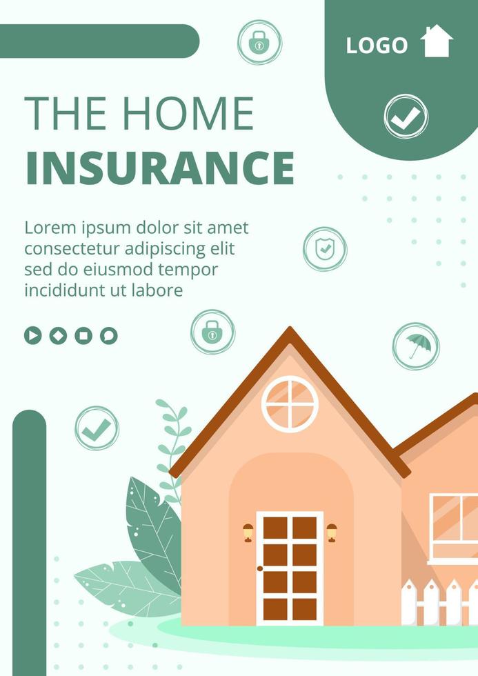 ilustração de design plano de modelo de folheto de seguro de propriedade editável de fundo quadrado adequado para mídia social, cartão comemorativo e anúncios de internet na web vetor