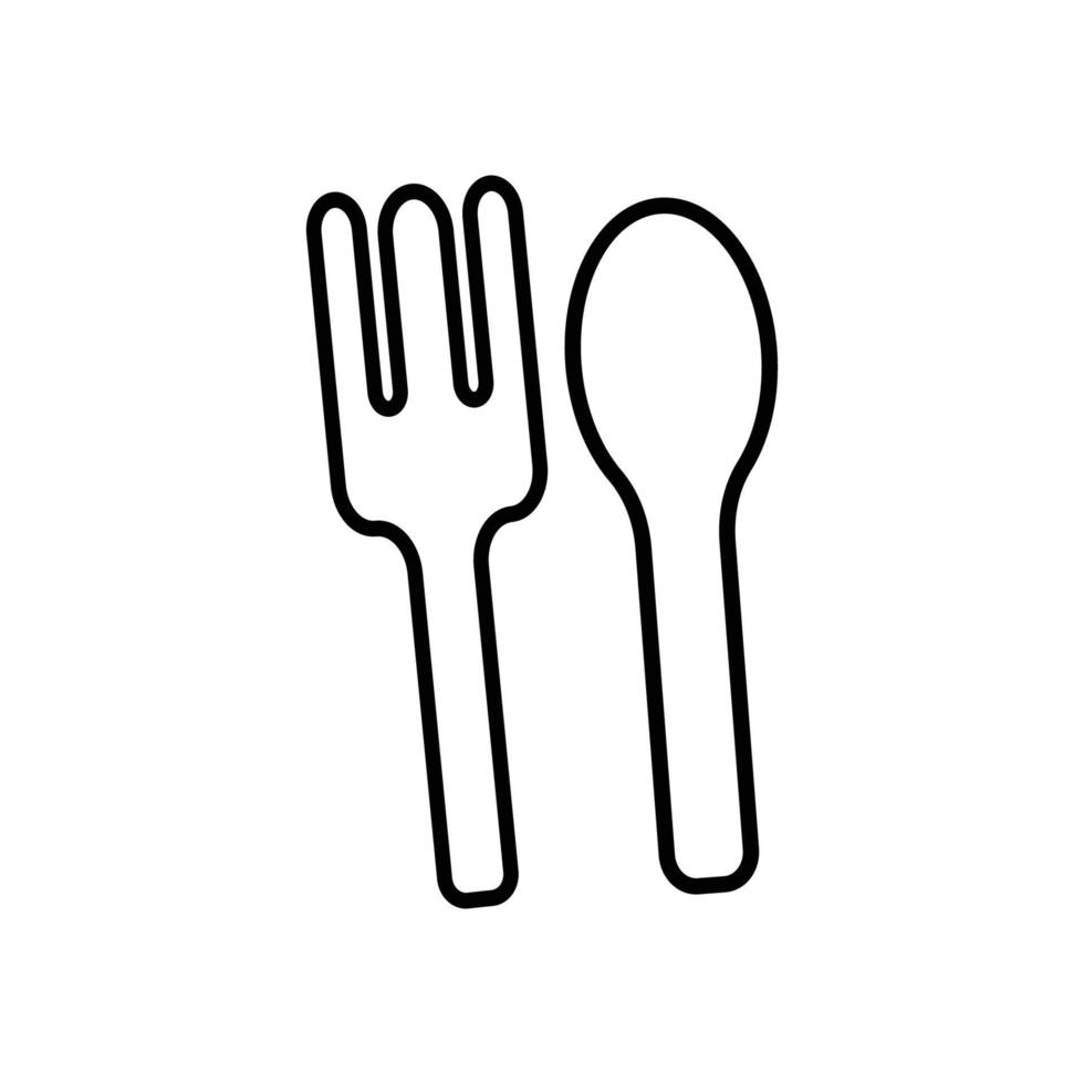 ícone de linha de símbolo, colher e garfo do restaurante. vetor de modelo de design