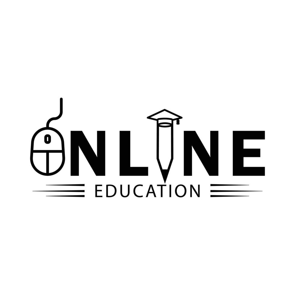 ícone on-line de educação com escritura. vetor de modelo de design