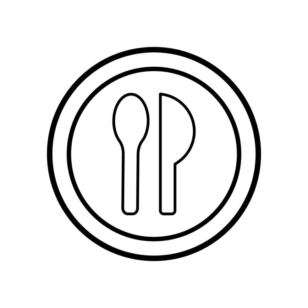 ícone de linha de símbolo, colher e faca do restaurante. vetor de modelo de design