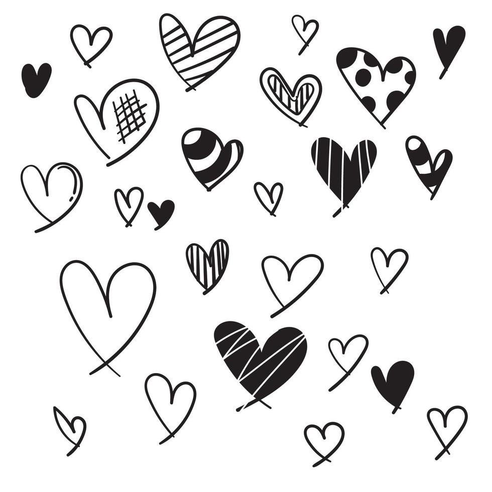 imagem vetorial de um doodle desenhado de mão, ícone de coração linear. coração isolado em um fundo branco vetor