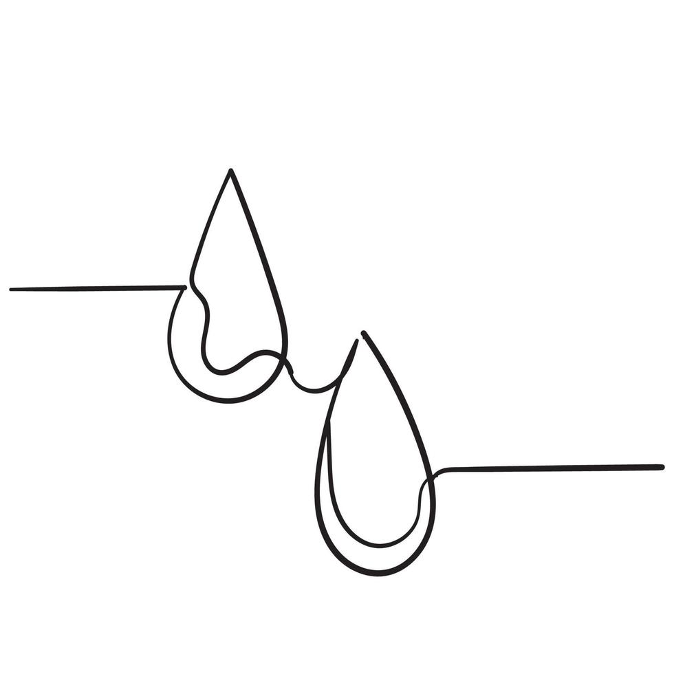 ícone de gotas de água. ilustração de símbolo de gota líquida com estilo de doodle desenhado à mão vetor