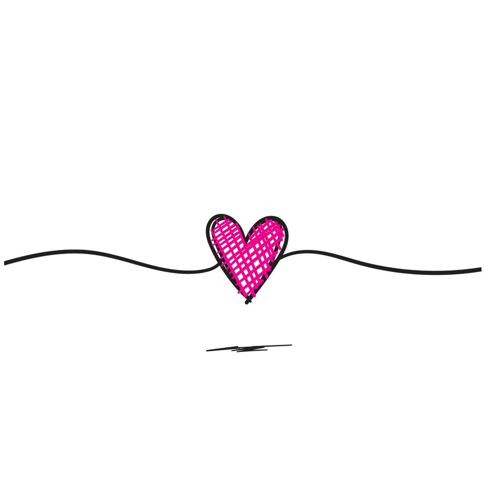 coração de linha contínua com doodle desenhado à mão estilo ilustração vetorial isolado vetor