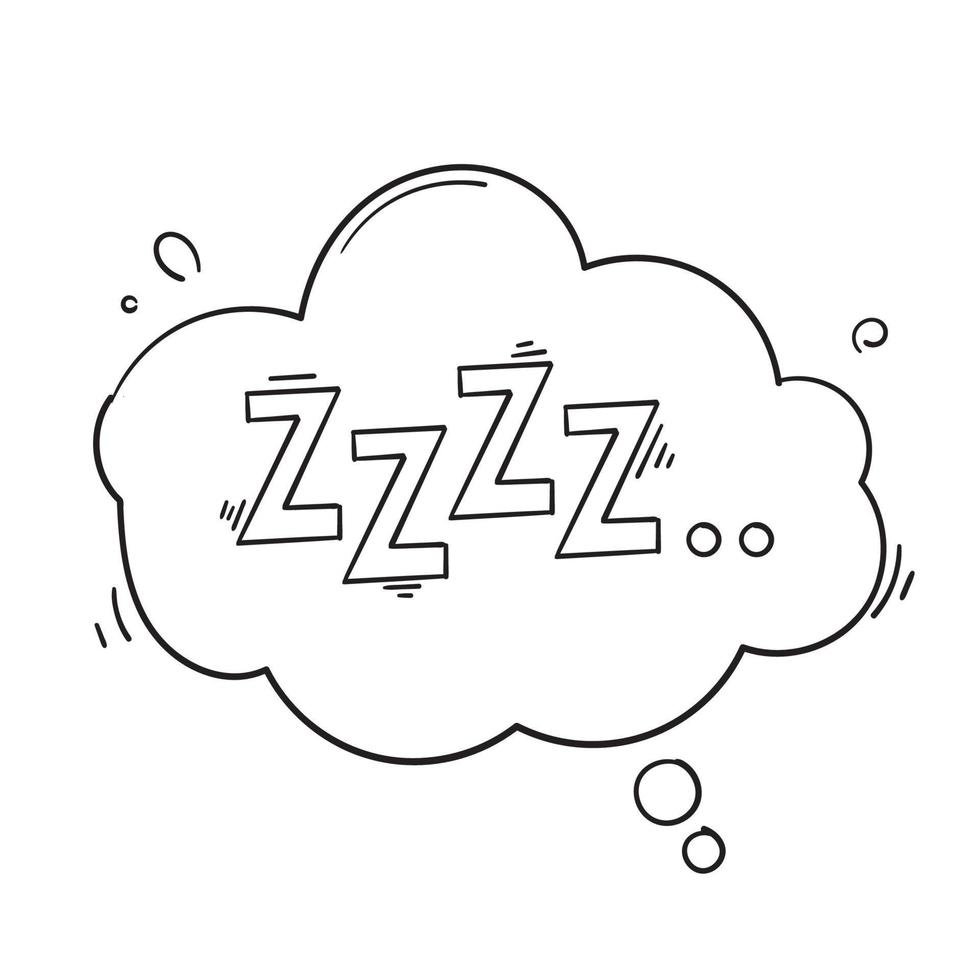 zzz sono símbolo con ilustração com estilo de doodle desenhado à mão vetor