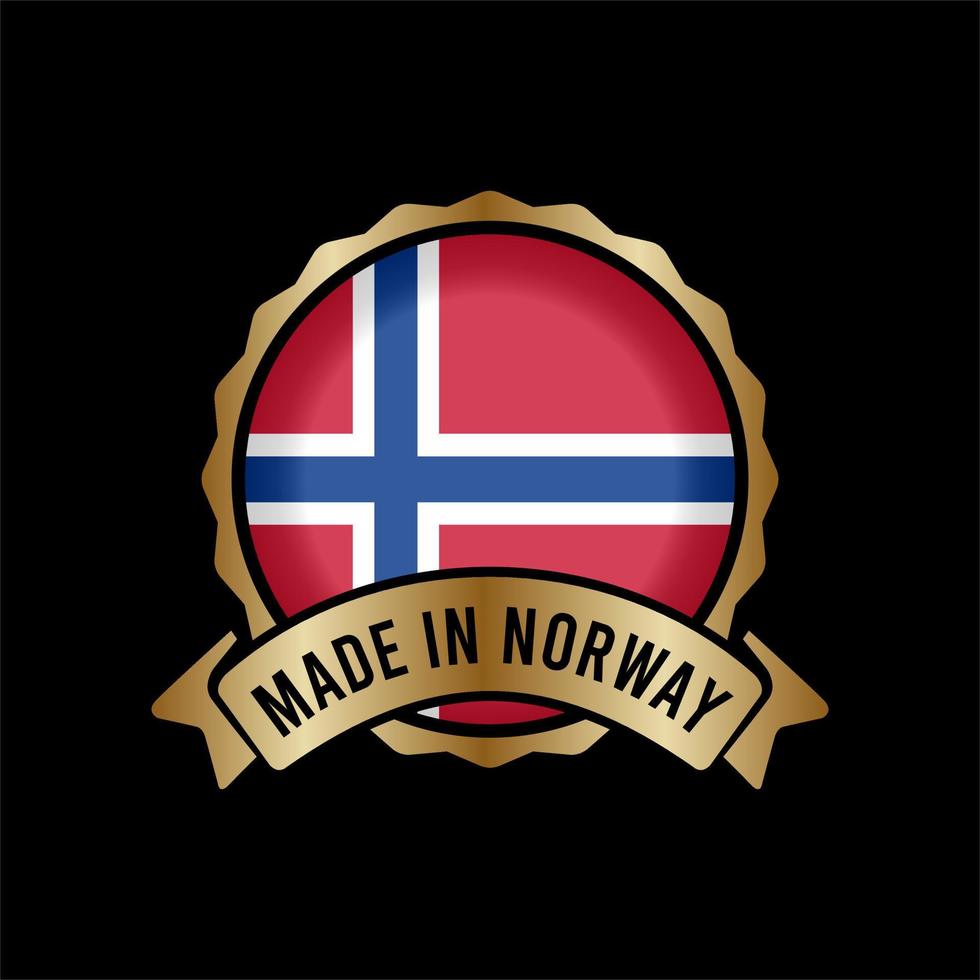 botão de etiqueta de selo de emblema de ouro feito na Noruega vetor