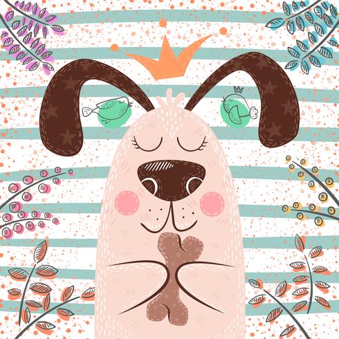 Princesa cachorro fofo - personagens de desenhos animados vetor