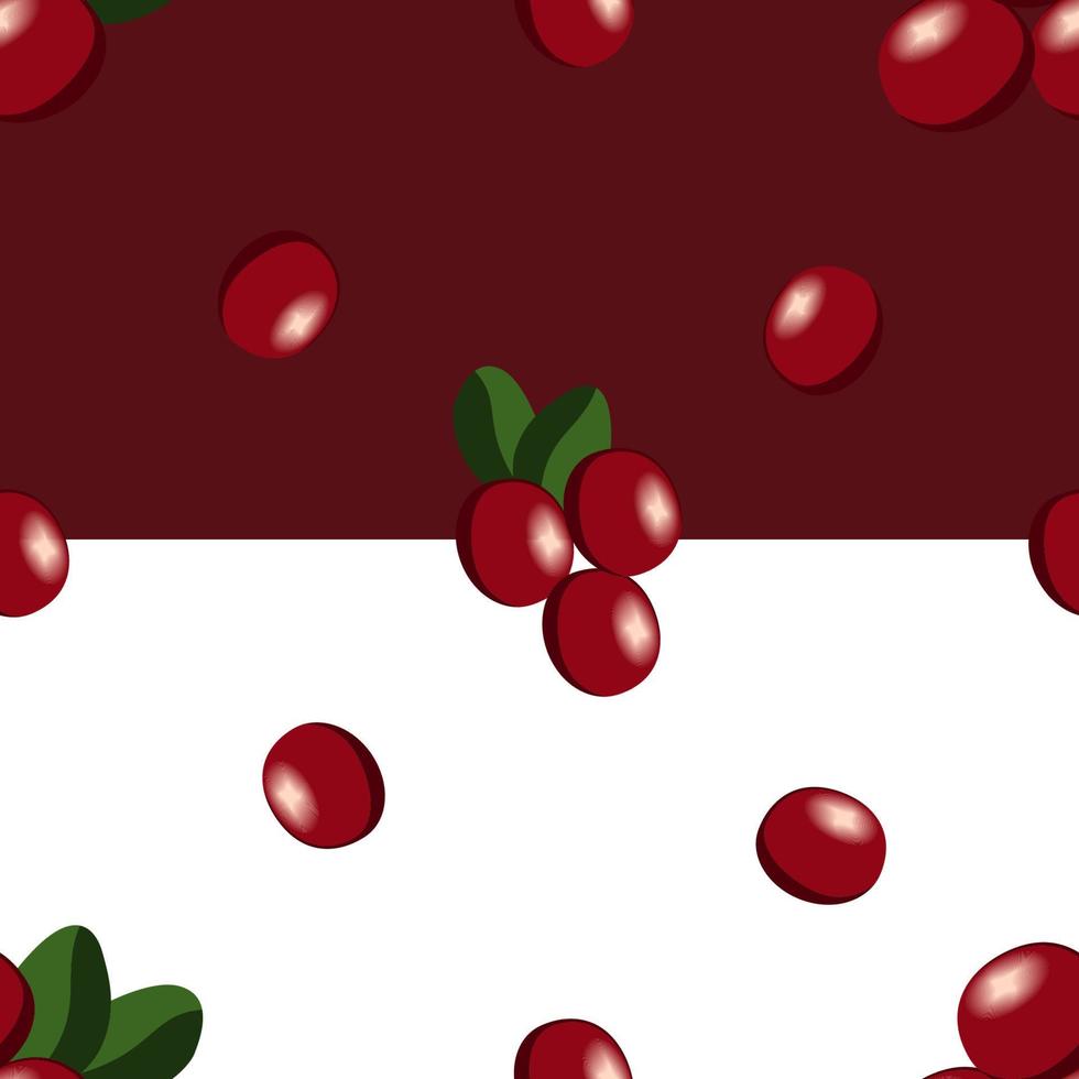 padrão de repetição de cranberry, ilustração em vetor padrão de repetição frutada criada com frutas cranberry com duas opções de plano de fundo.