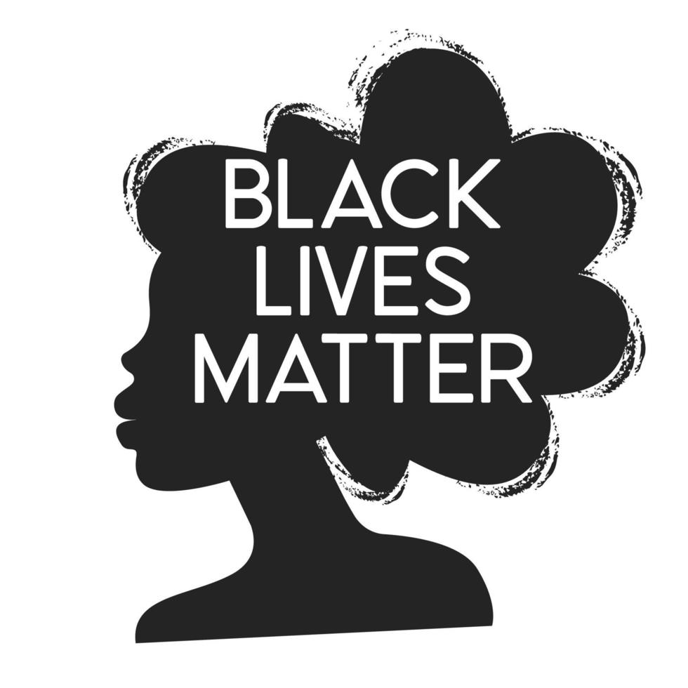 vidas negras importam. slogan. silhueta de uma mulher afro-americana sobre um fundo claro. ilustração vetorial. vetor