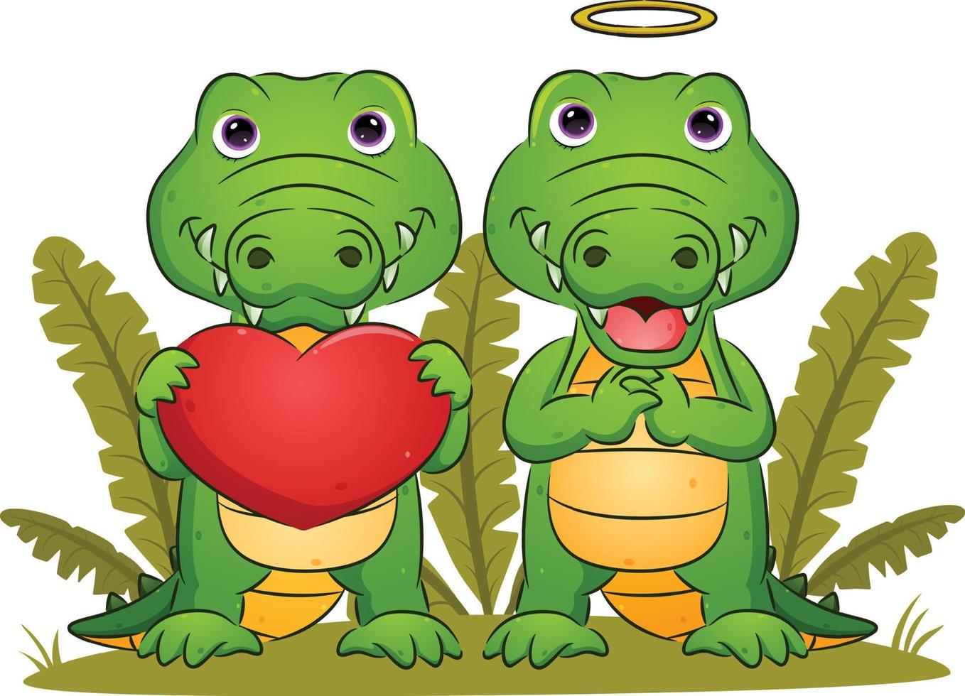 o casal de crocodilos está segurando o grande amor vetor