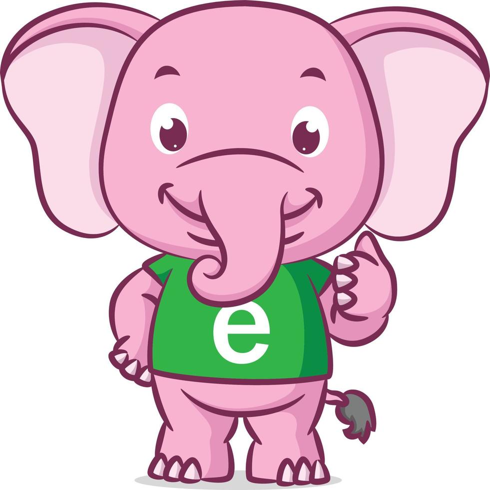 o elefante usando a camisa do alfabeto verde com o polegar vetor