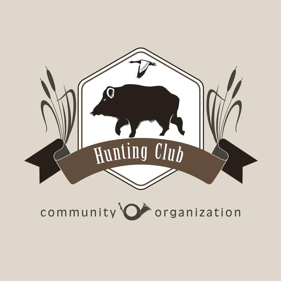 javali. design de logotipo de vetor. emblema de porco selvagem para um clube de caça. vetor