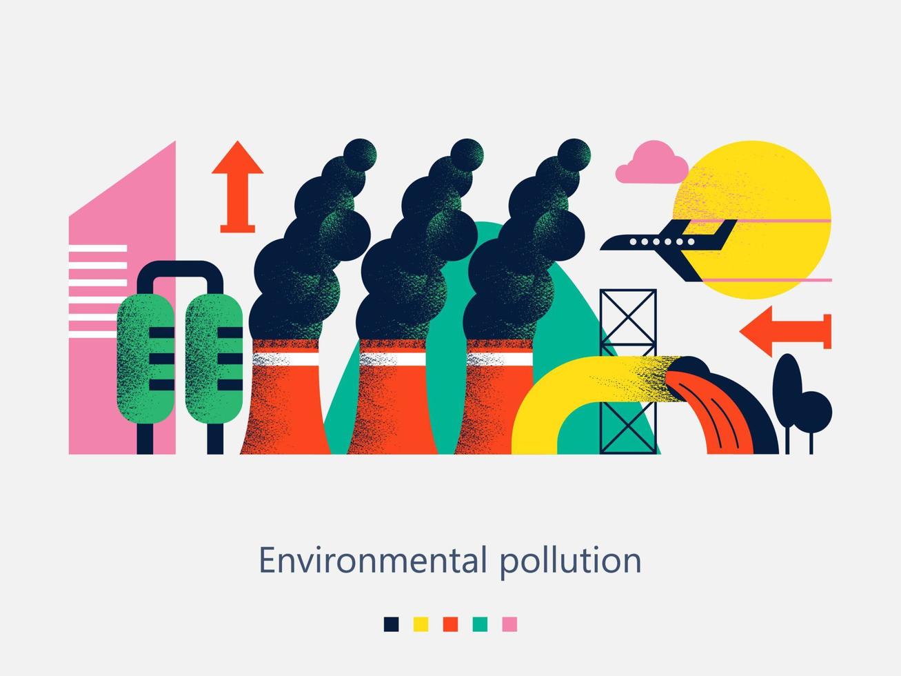 poluição do meio ambiente por emissões nocivas para a atmosfera e para a água. ilustração vetorial 03.jpg vetor