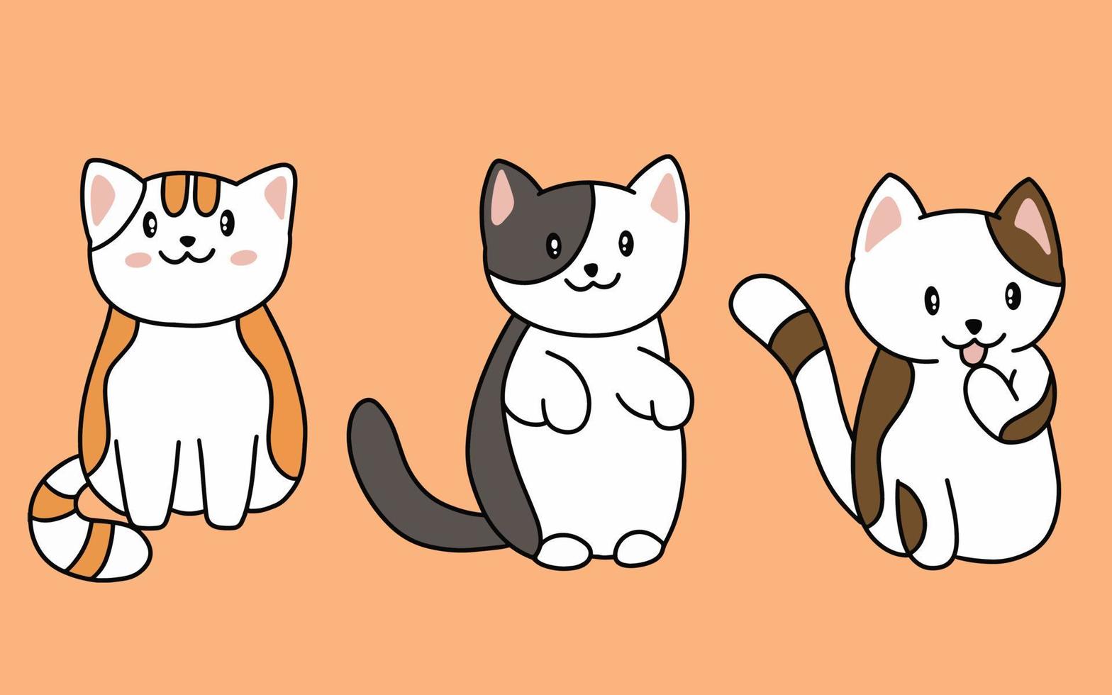 Conjunto Vetores Gatos Fofos Desenhos Animados Gato Gatinho Personagens  Coleção imagem vetorial de Denis08131.mail.ru© 583445456