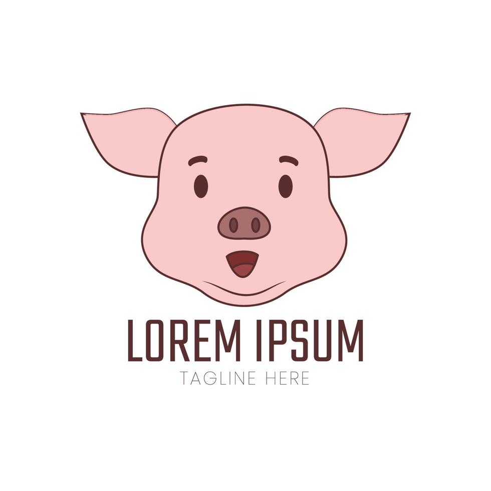 ilustração do ícone do logotipo da cabeça de porco vetor