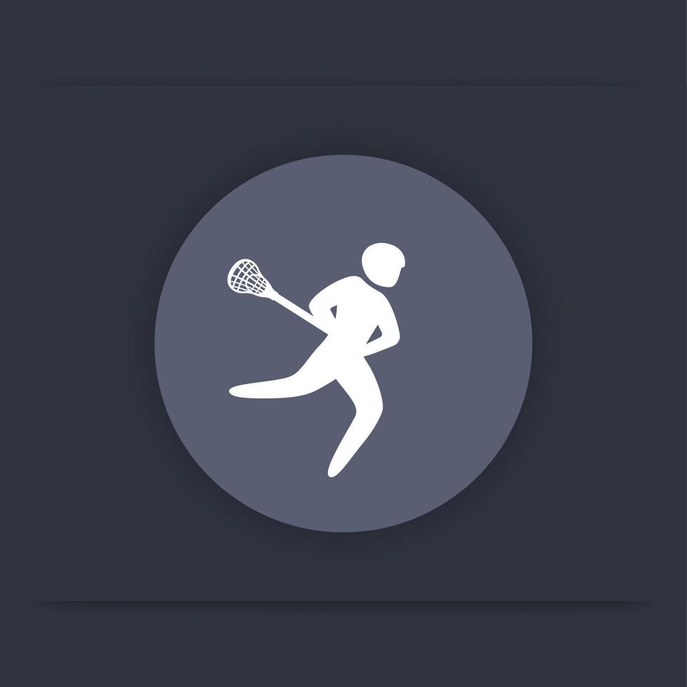 ícone do jogador de lacrosse, sinal de lacrosse, ícone plano, símbolo de lacrosse, ilustração vetorial vetor