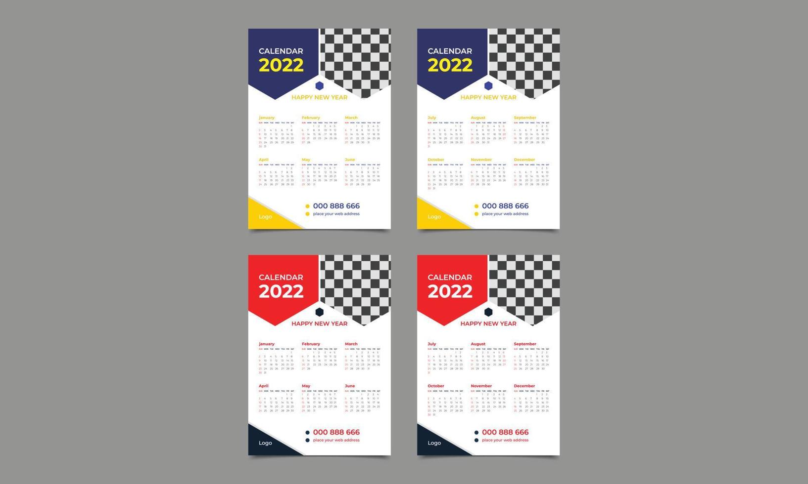 design de modelo de calendário de parede 2022 criativo. ilustração vetorial. vetor