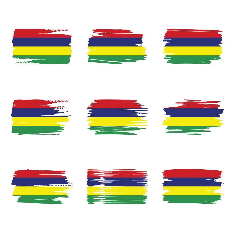 pinceladas da bandeira maurícia pintadas vetor