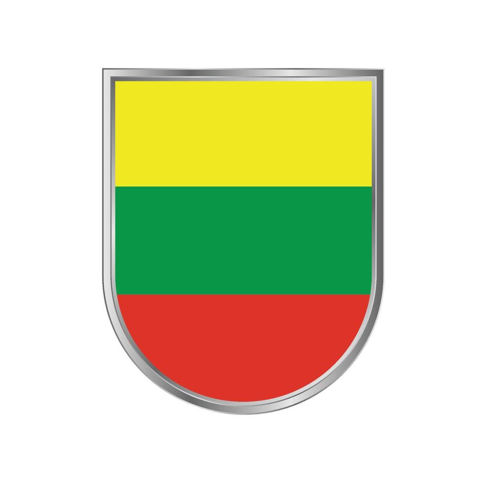 Bandeira da Lituânia com desenho vetorial de moldura de prata vetor